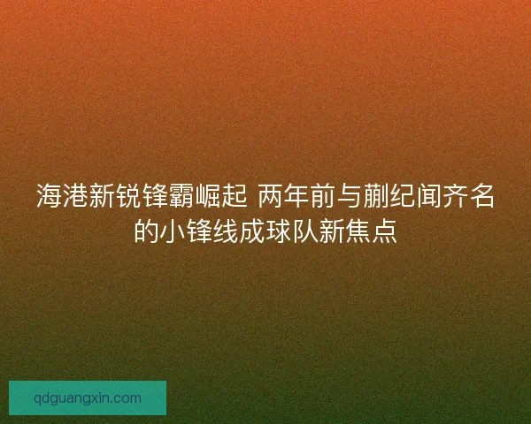 海港新锐锋霸崛起 两年前与蒯纪闻齐名的小锋线成球队新焦点
