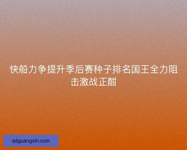 快船力争提升季后赛种子排名国王全力阻击激战正酣