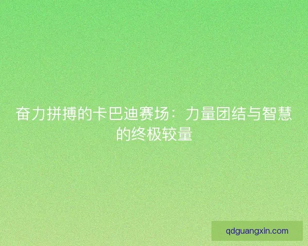 奋力拼搏的卡巴迪赛场：力量团结与智慧的终极较量