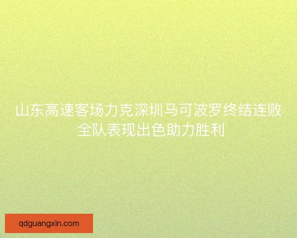 山东高速客场力克深圳马可波罗终结连败 全队表现出色助力胜利