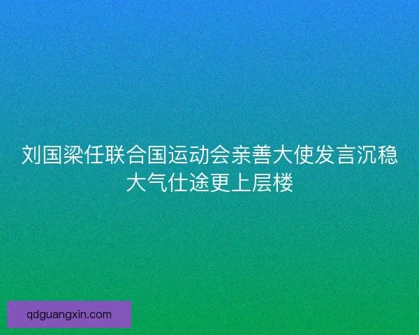 刘国梁任联合国运动会亲善大使发言沉稳大气仕途更上层楼