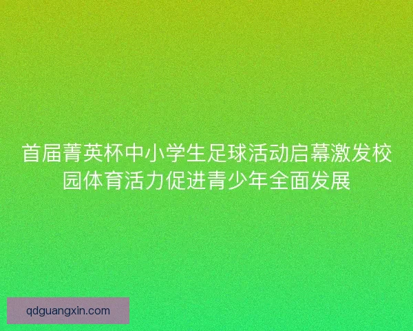 首届菁英杯中小学生足球活动启幕激发校园体育活力促进青少年全面发展 首届菁英杯中小学生足球活动启幕激发校园体育活力促进青少年全面发展