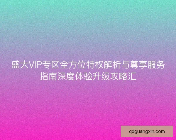 盛大VIP专区全方位特权解析与尊享服务指南深度体验升级攻略汇