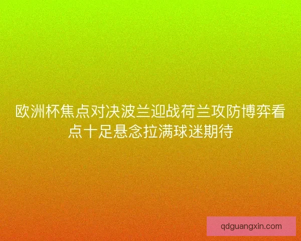 欧洲杯焦点对决波兰迎战荷兰攻防博弈看点十足悬念拉满球迷期待
